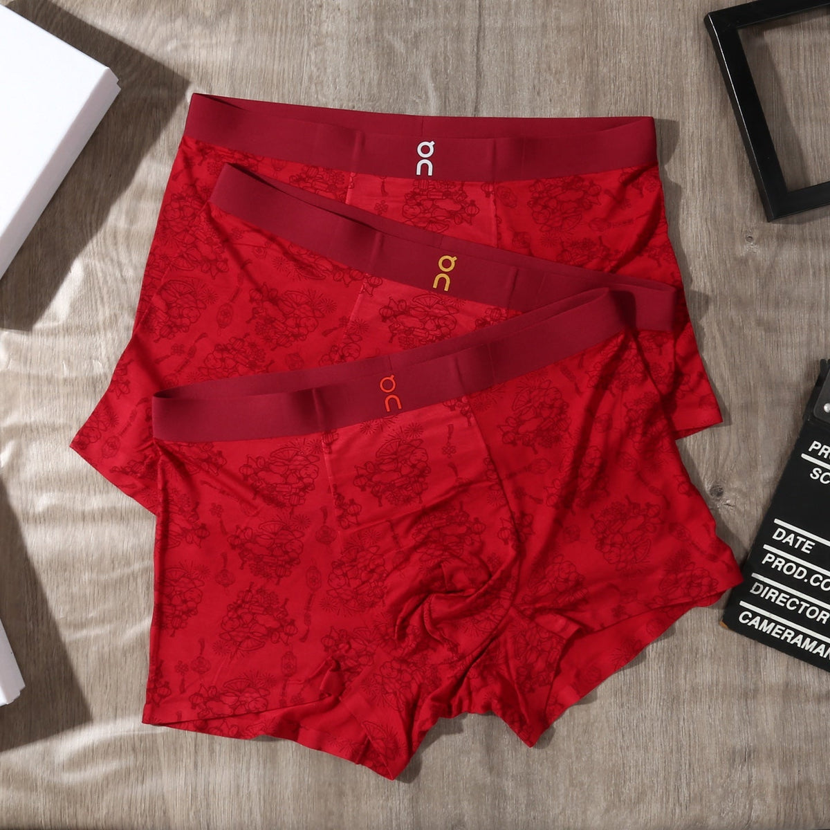 On Tonal Red Boxer Briefs 3-Piece Box Collection Essentials