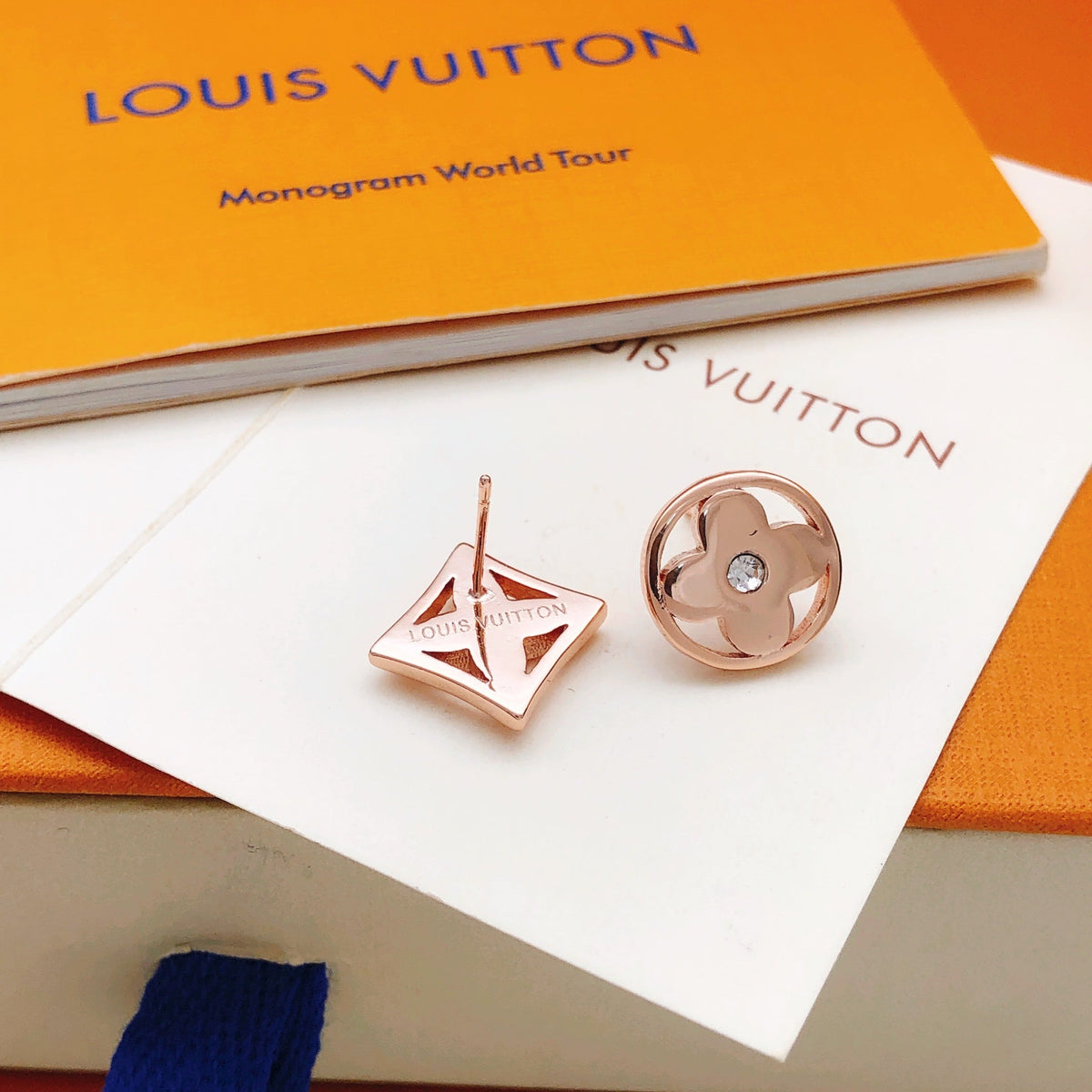 Martin Graham stud earrings in polished metal-tone – side detail