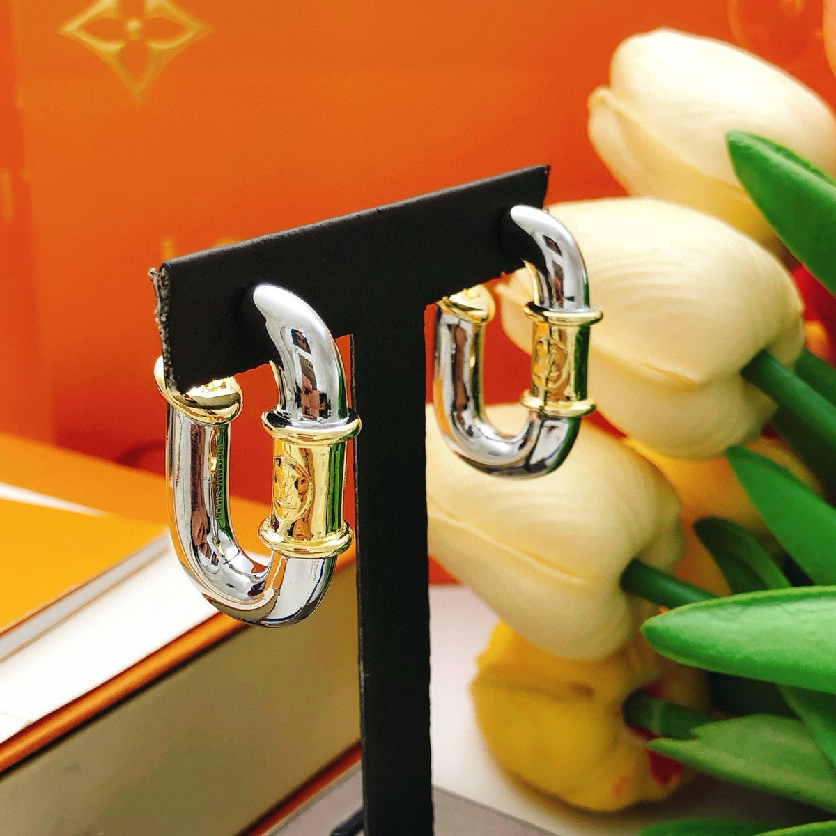 Martin Graham earrings in polished metal-tone – styled product view
