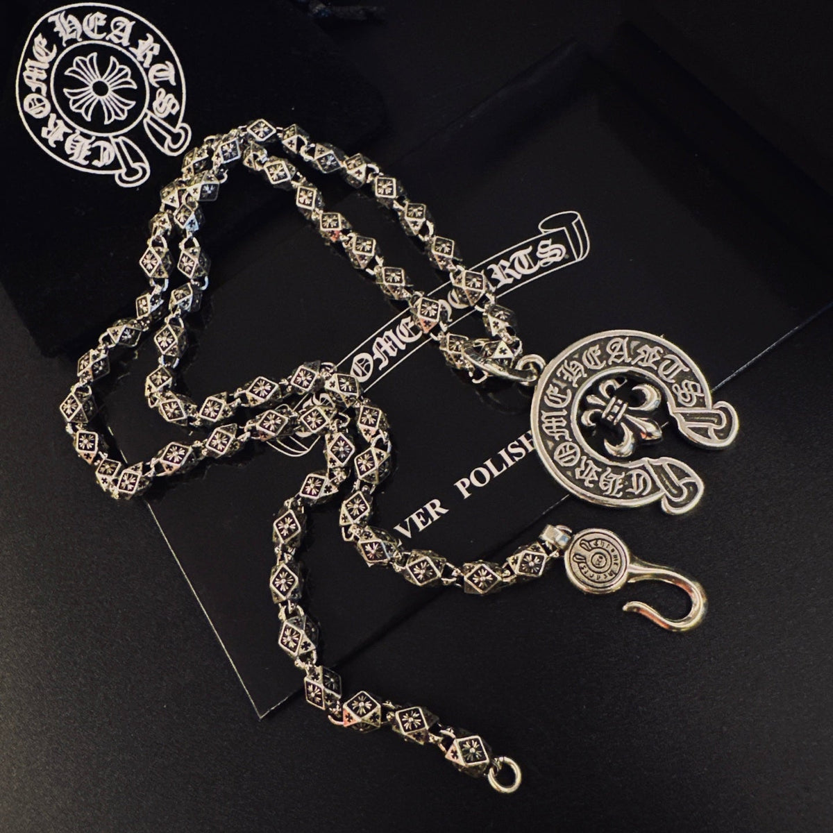 Martin Graham pendant necklace in polished metal-tone – front product view