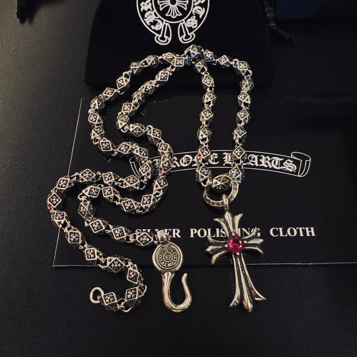 Martin Graham pendant necklace in polished metal-tone – front product view