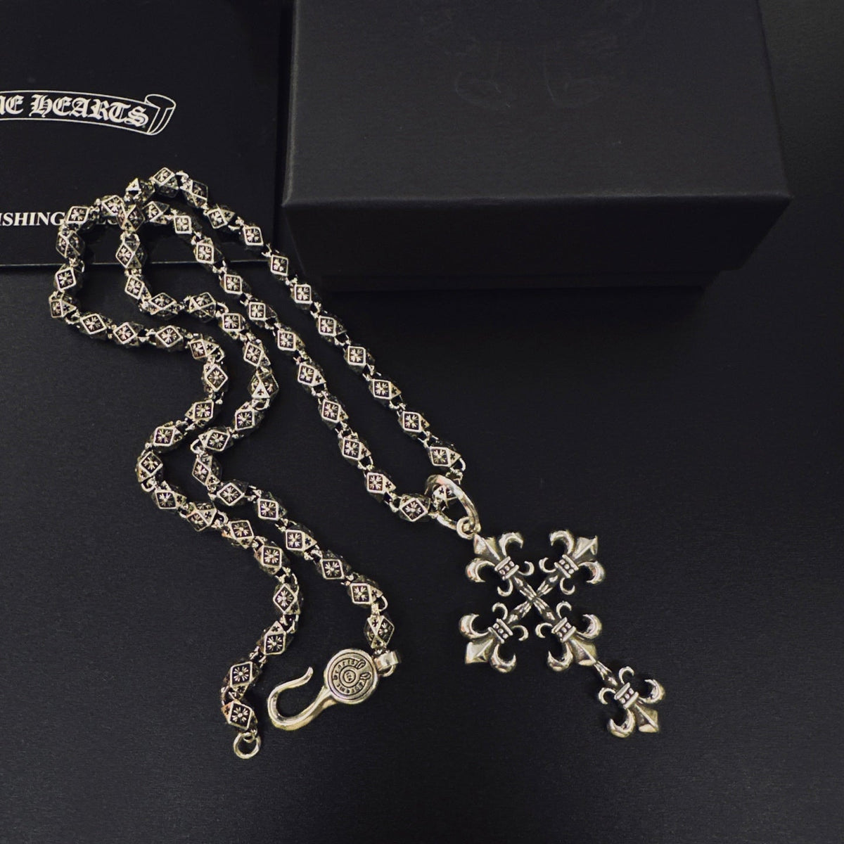 Martin Graham pendant necklace in polished metal-tone – front product view
