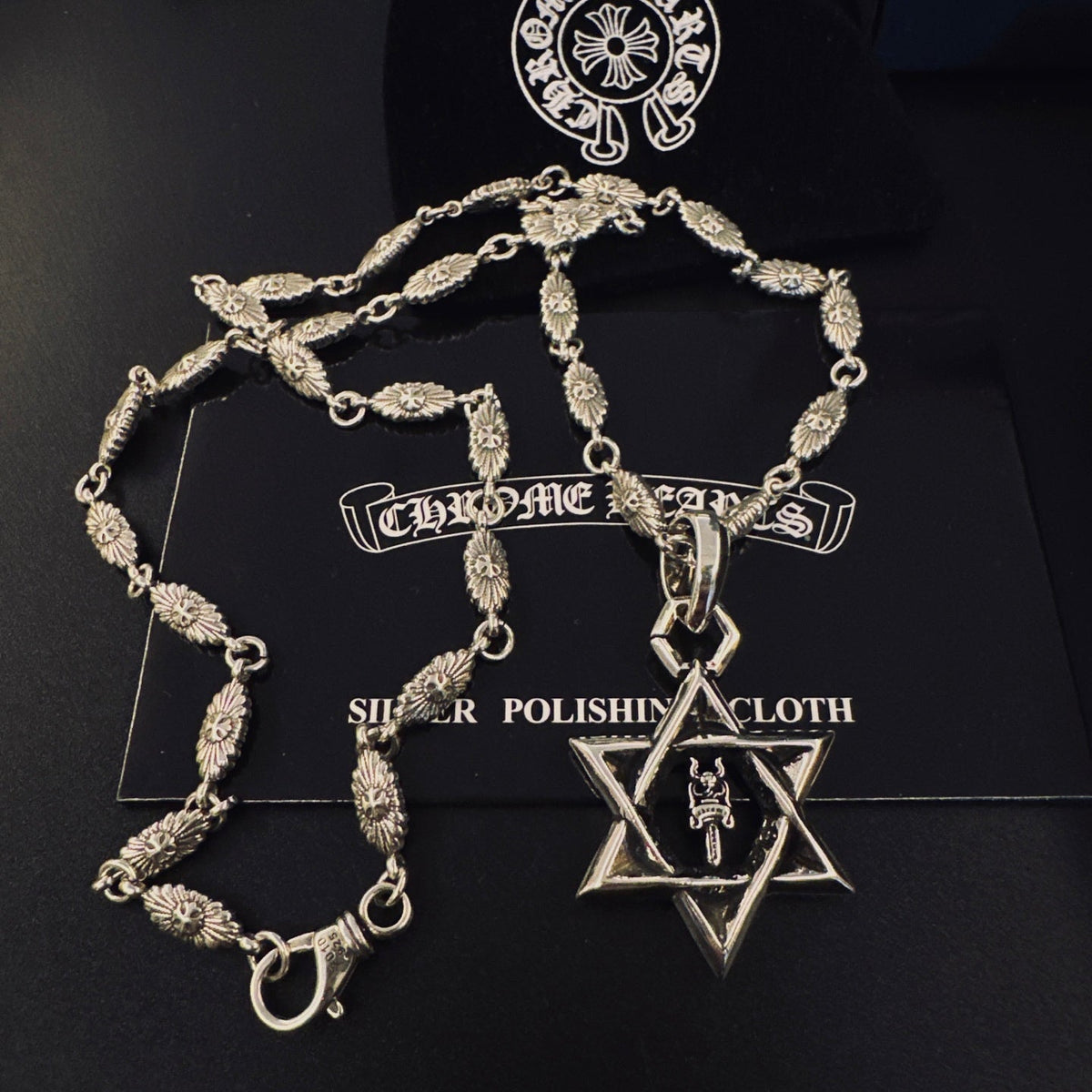 Martin Graham pendant necklace in polished metal-tone – front product view