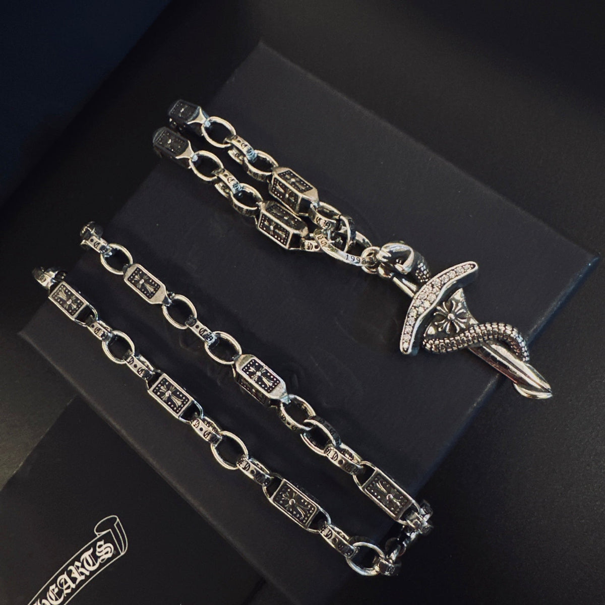 Martin Graham pendant necklace in polished metal-tone – styled product view