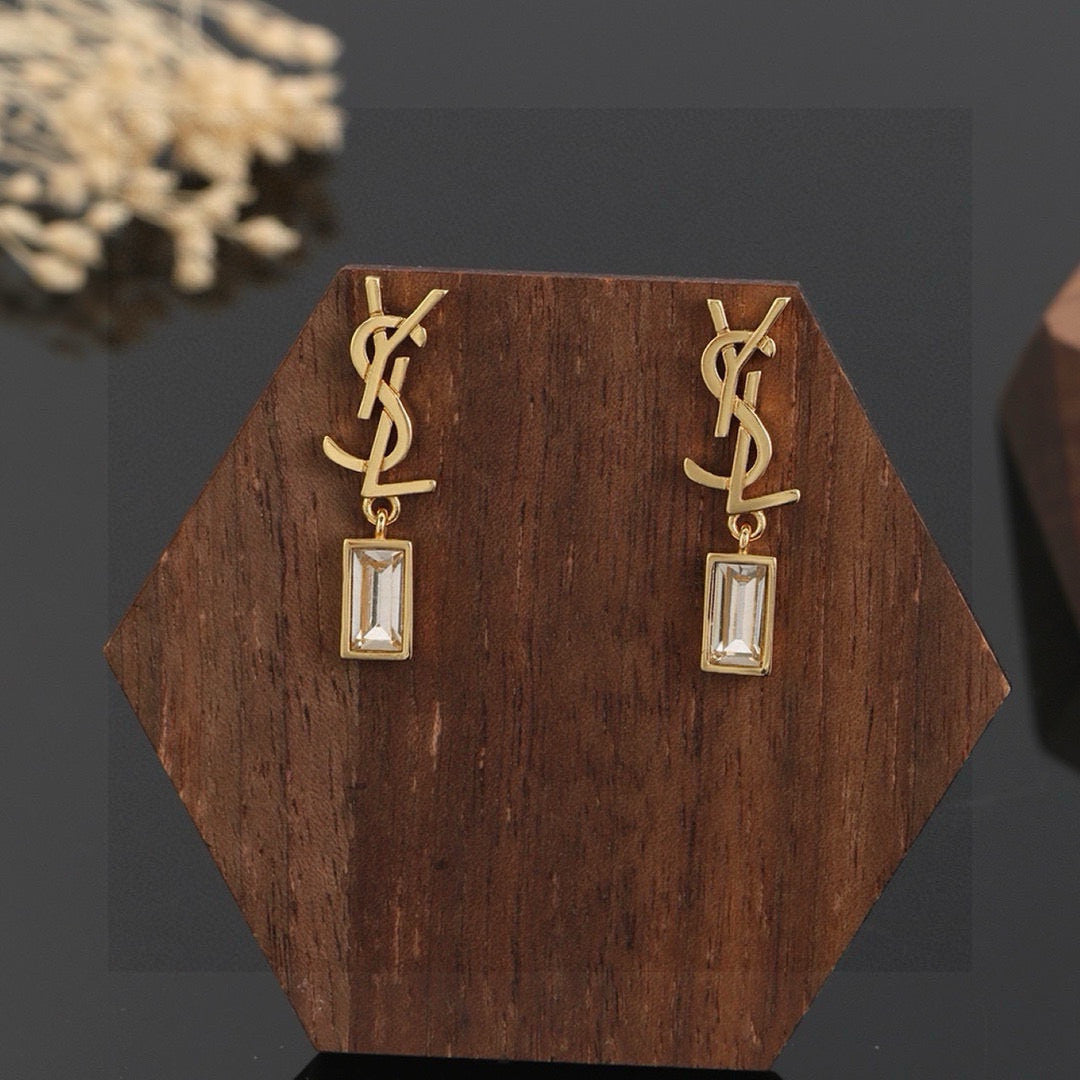 Martin Graham stud earrings in polished metal-tone – front product view