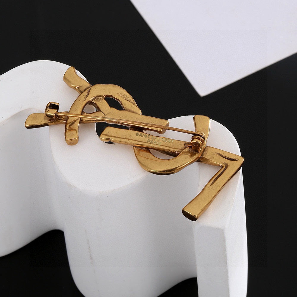 Martin Graham brooch in polished metal-tone – front product view