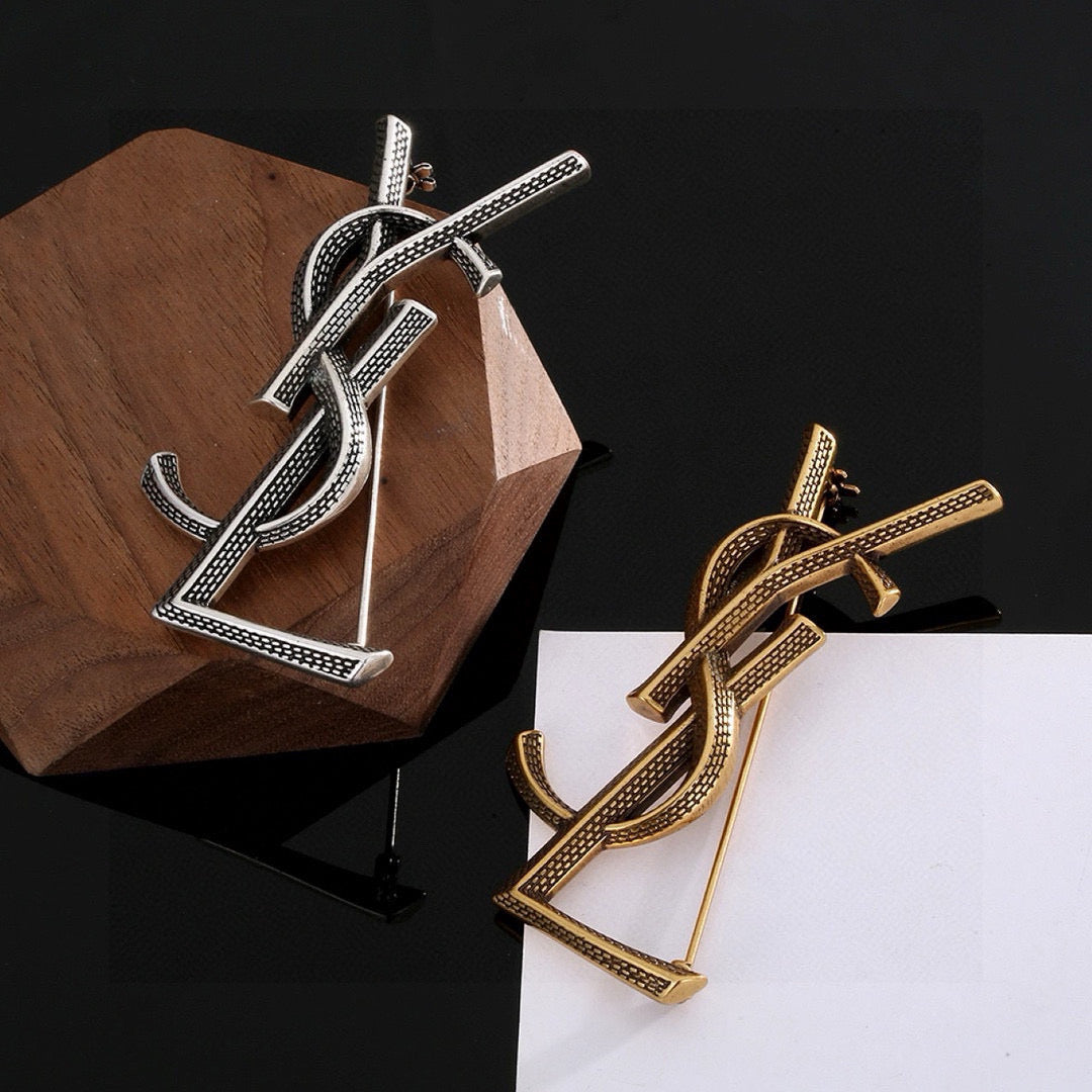 Martin Graham brooch in polished metal-tone – front product view