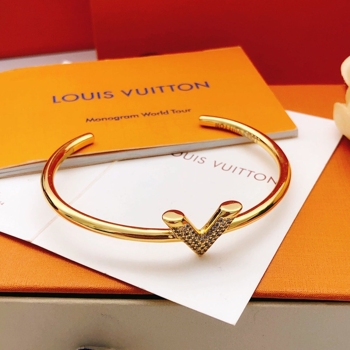 Martin Graham bangle in polished metal-tone – styled product view