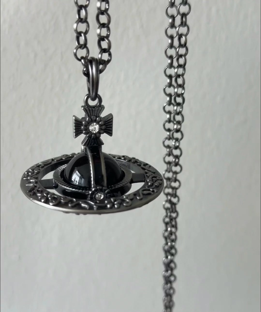 Martin Graham pendant necklace in polished metal-tone – front product view