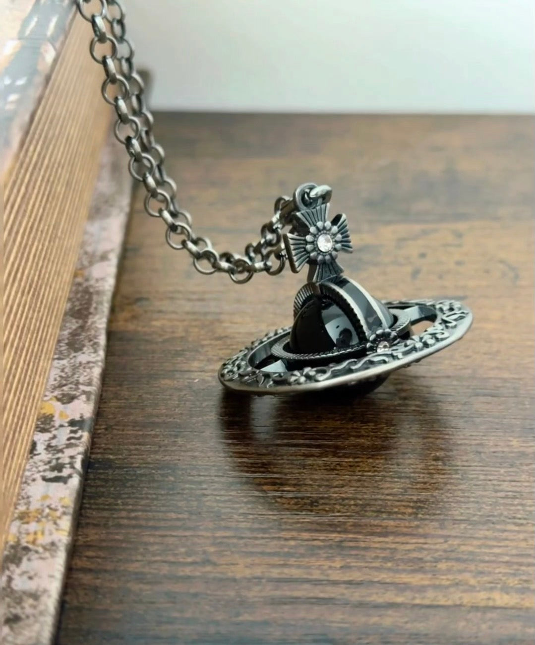 Martin Graham pendant necklace in polished metal-tone – detail view