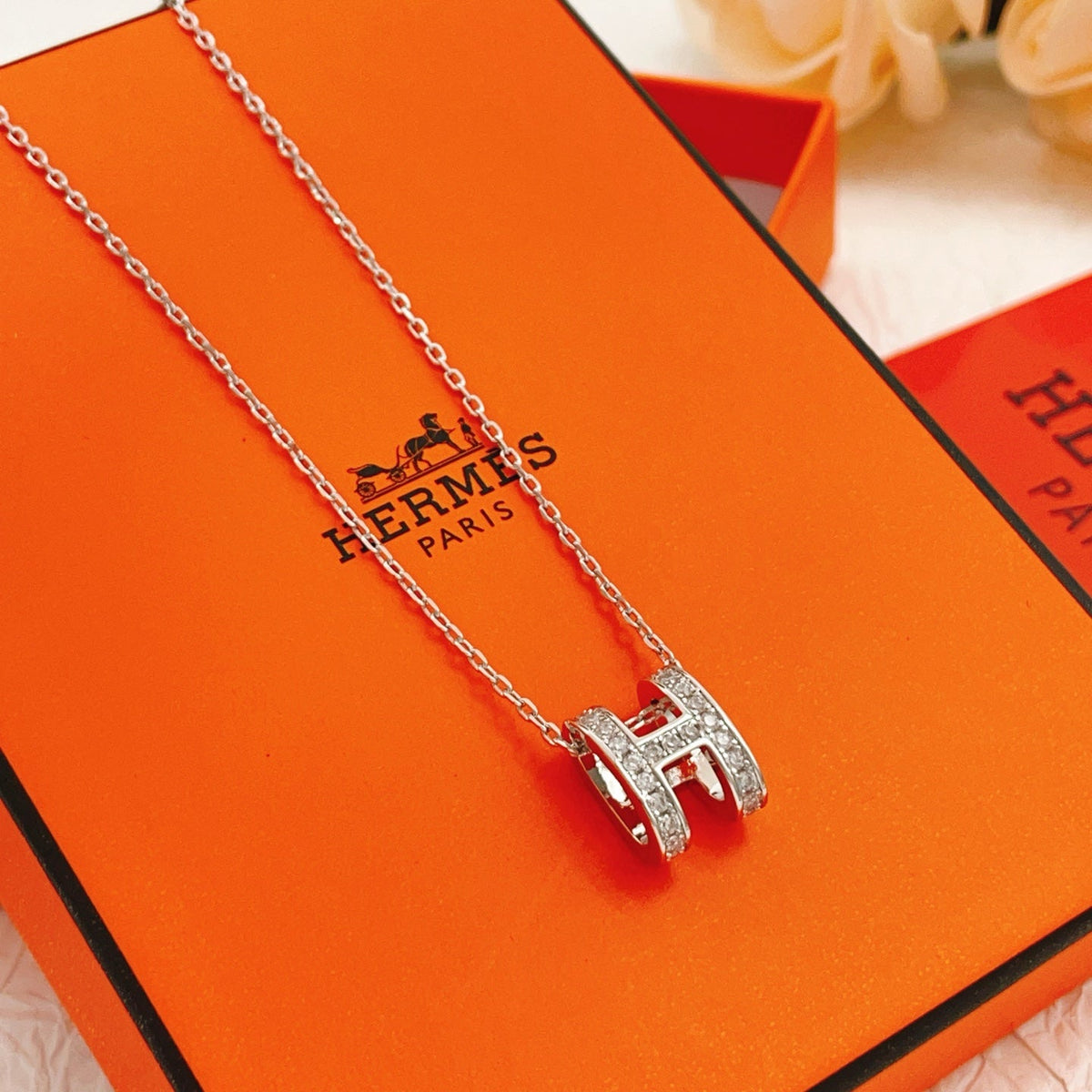 Martin Graham pendant necklace in polished metal-tone – front product view