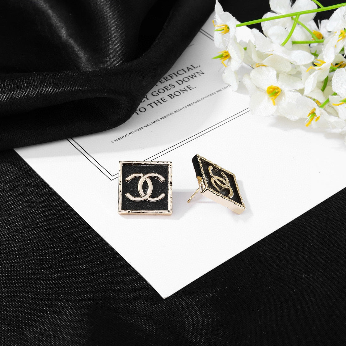 Martin Graham earrings in polished metal-tone – styled product view