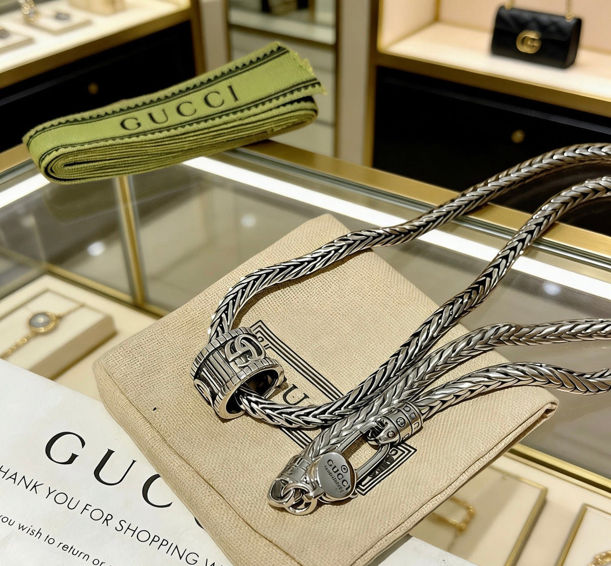 Martin Graham pendant necklace in polished metal-tone – styled product view