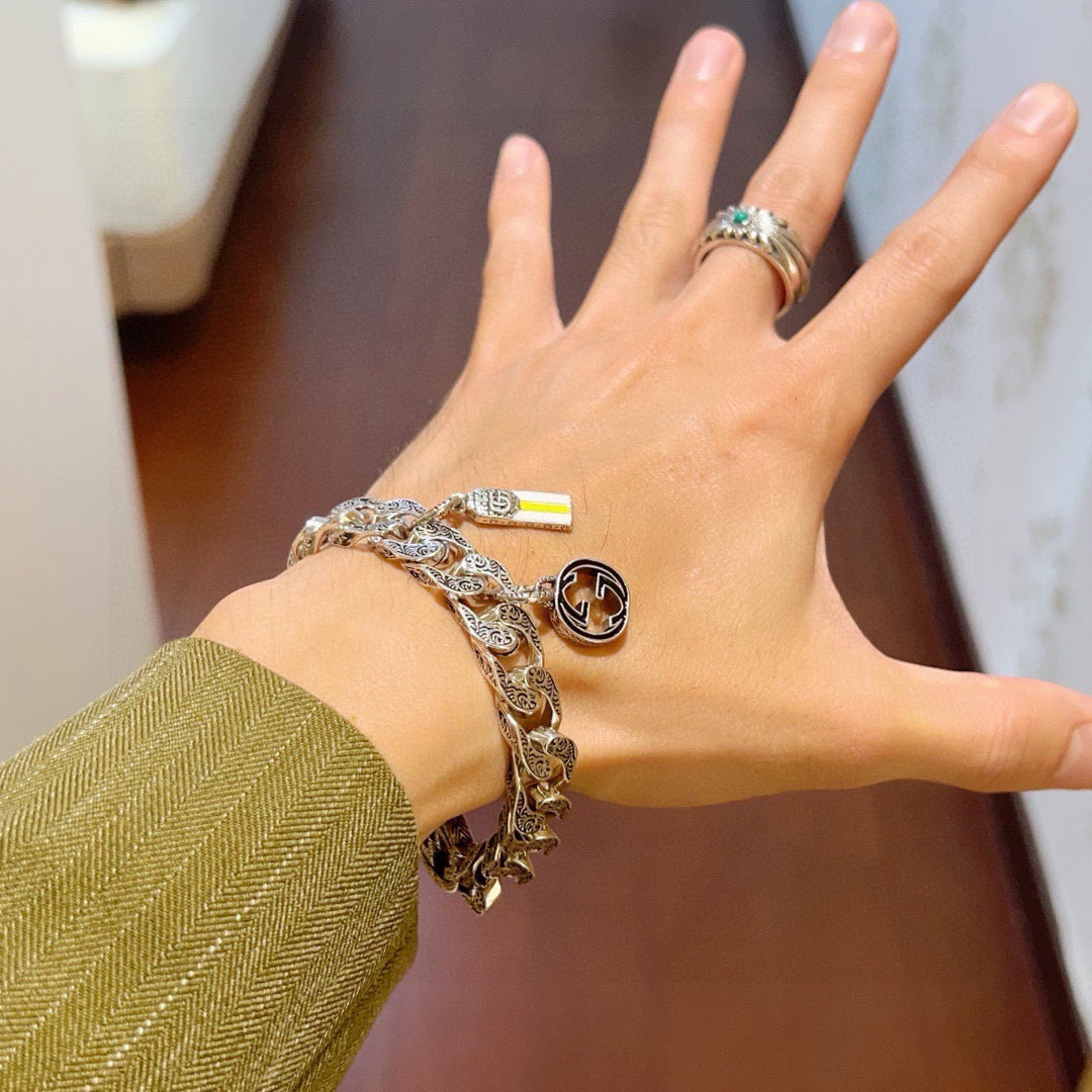 Martin Graham bracelet in polished metal-tone – front product view