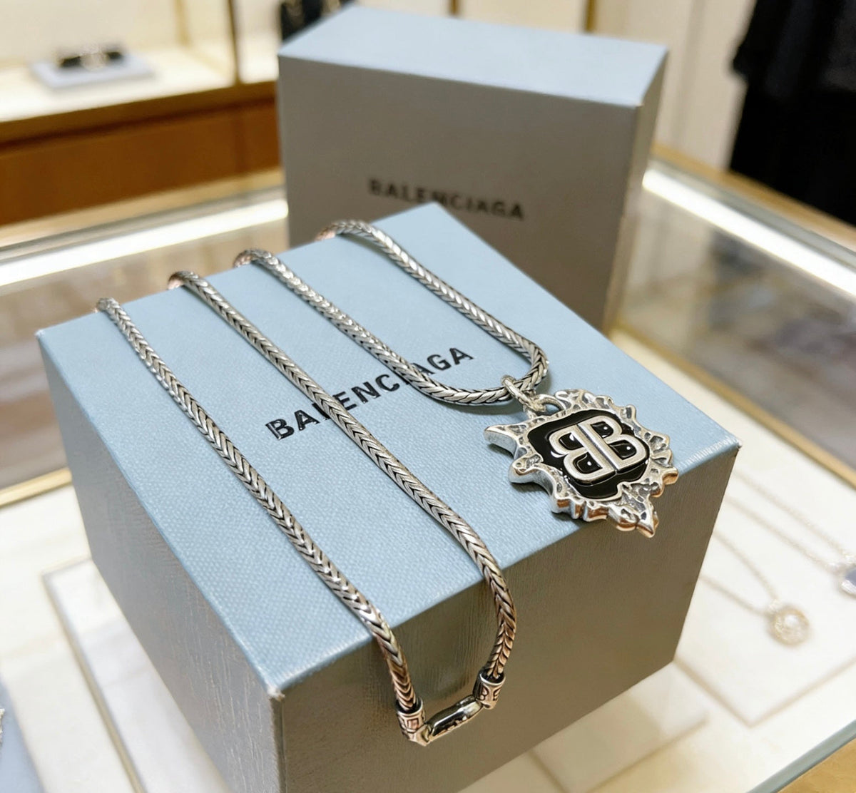 Martin Graham pendant necklace in polished metal-tone – front product view