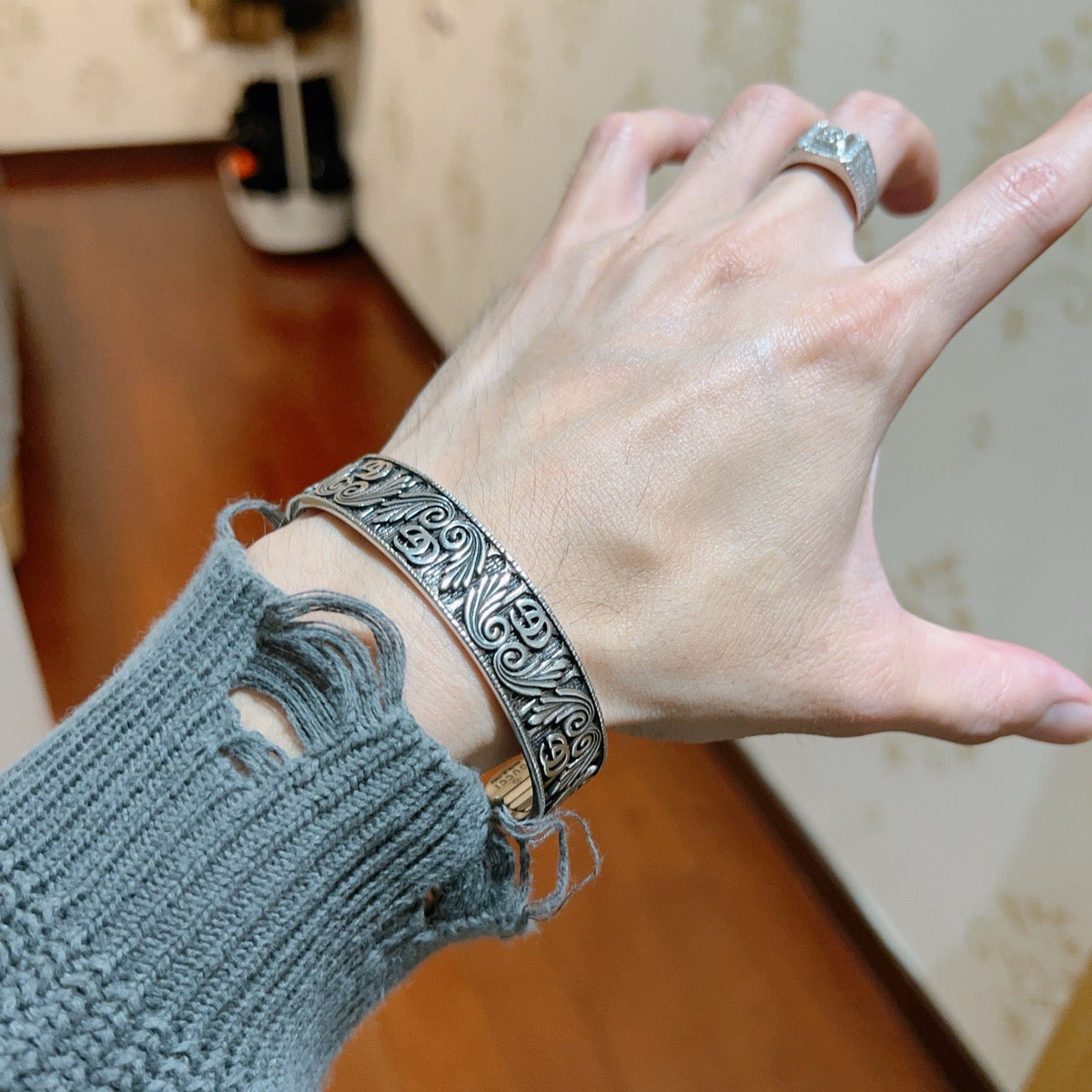 Martin Graham bangle in polished metal-tone – main product view