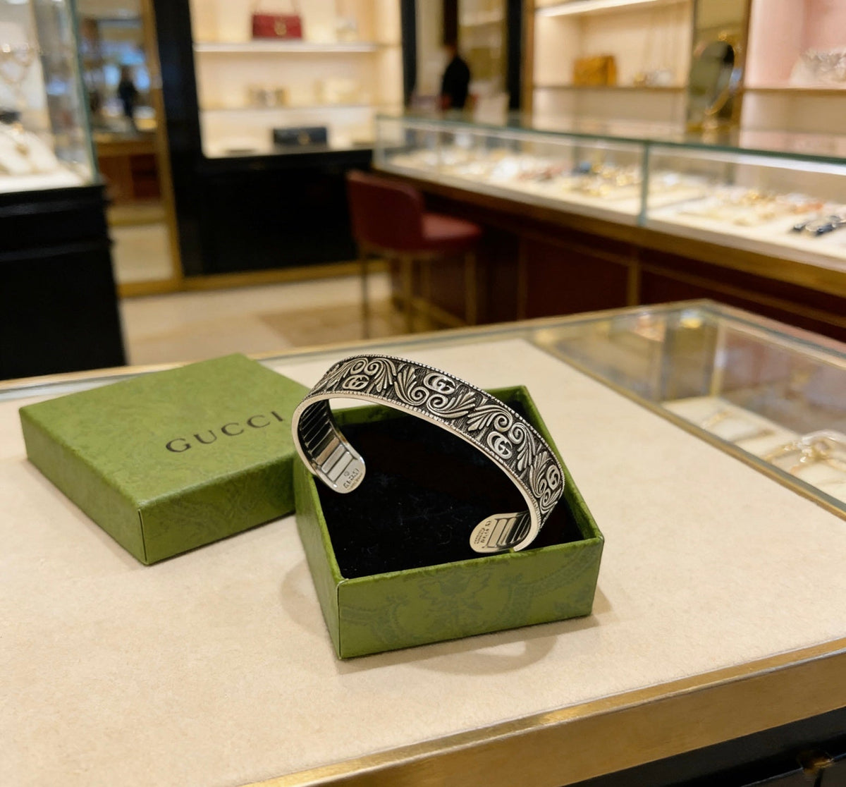 Martin Graham bangle in polished metal-tone – styled product view
