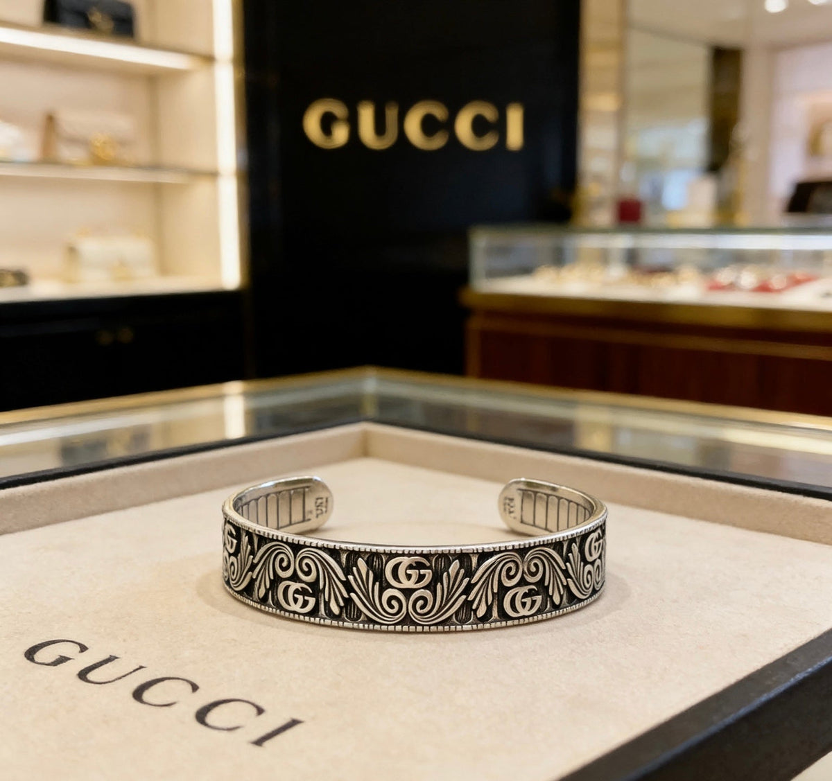 Martin Graham bangle in polished metal-tone – front product view