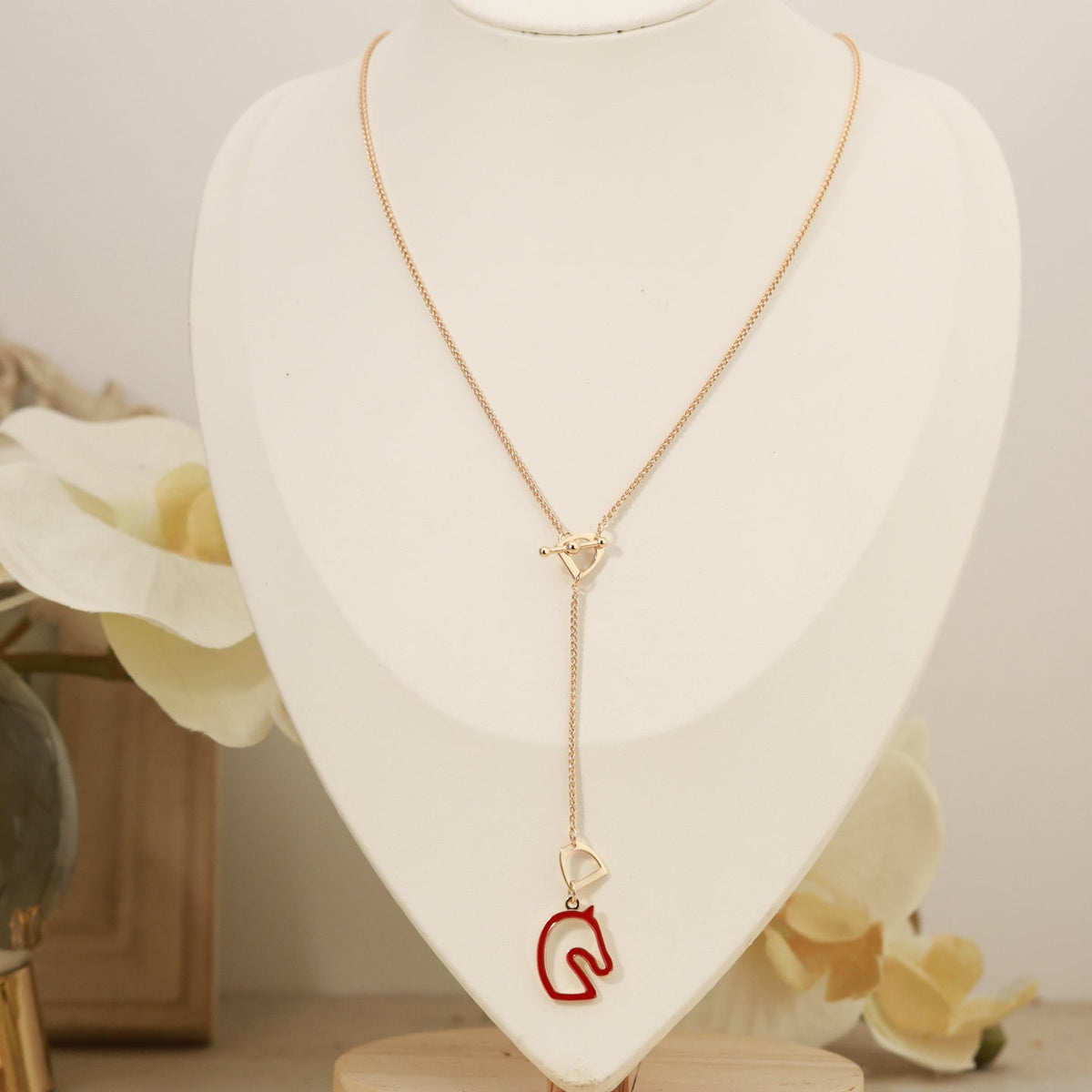 Martin Graham pendant necklace in polished metal-tone – front product view