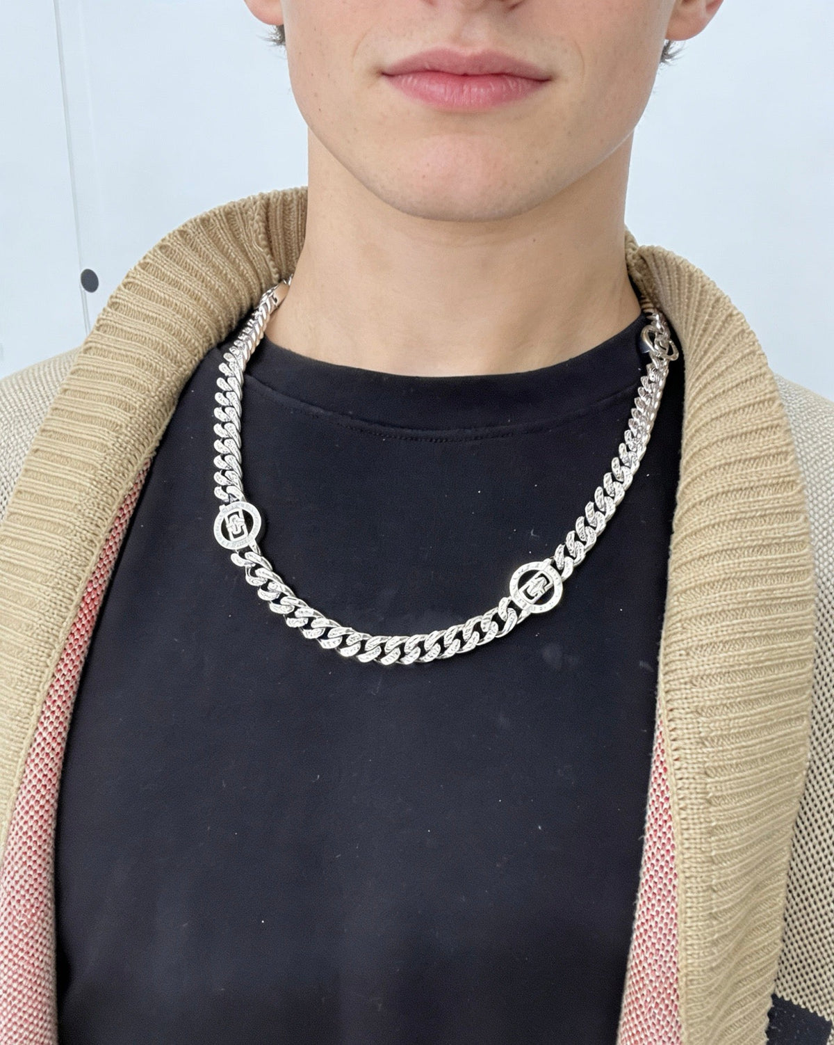 Martin Graham pendant necklace in polished metal-tone – detail view