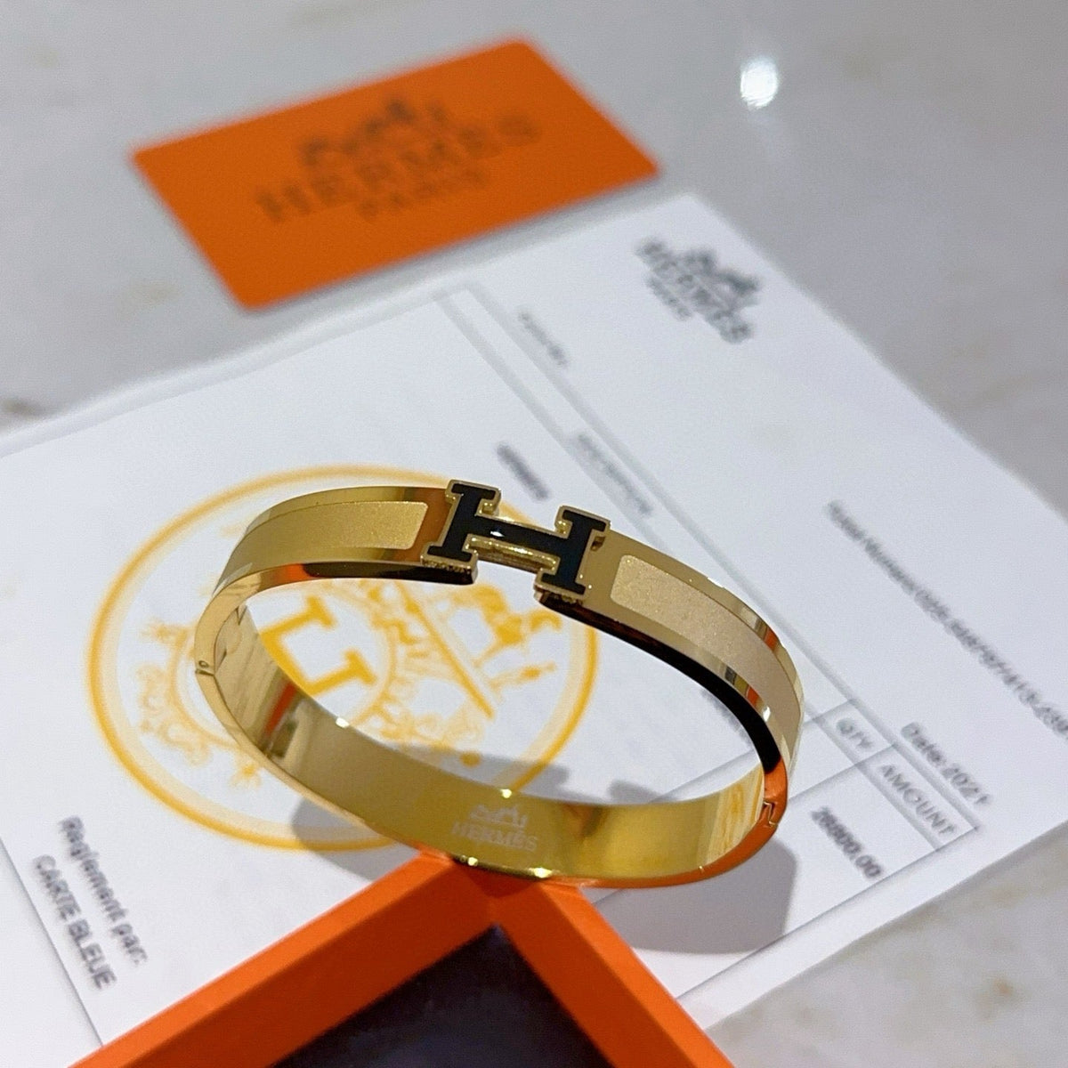 Martin Graham bangle in polished metal-tone – front product view