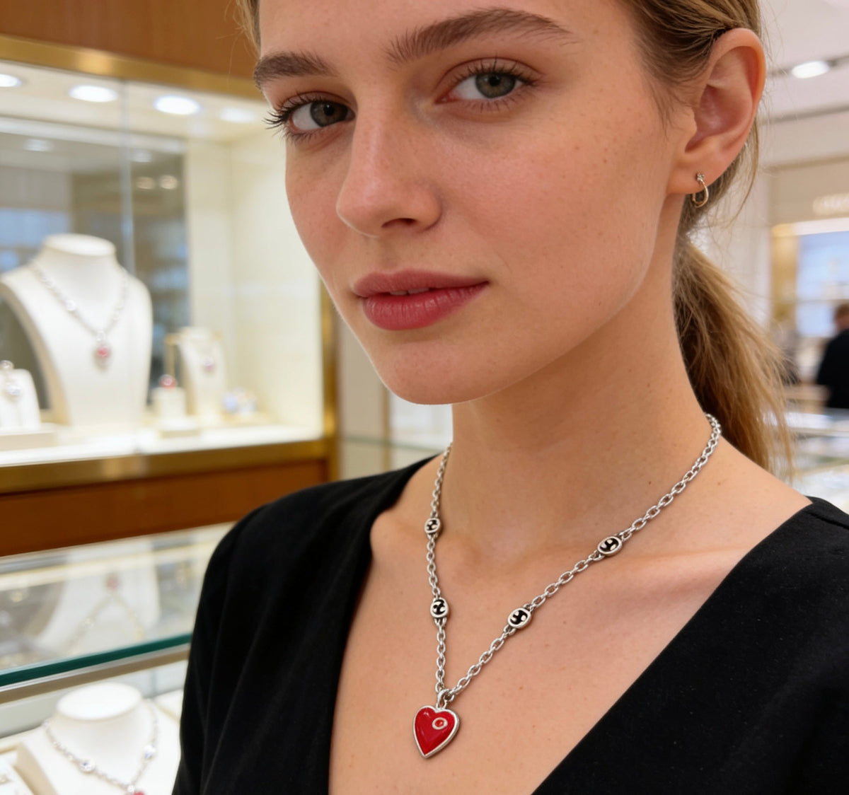 Martin Graham pendant necklace in polished metal-tone – styled product view