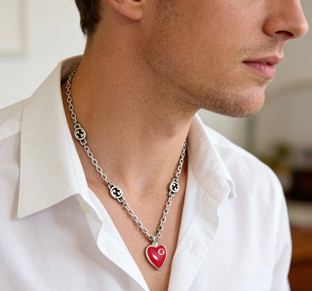 Martin Graham pendant necklace in polished metal-tone – front product view
