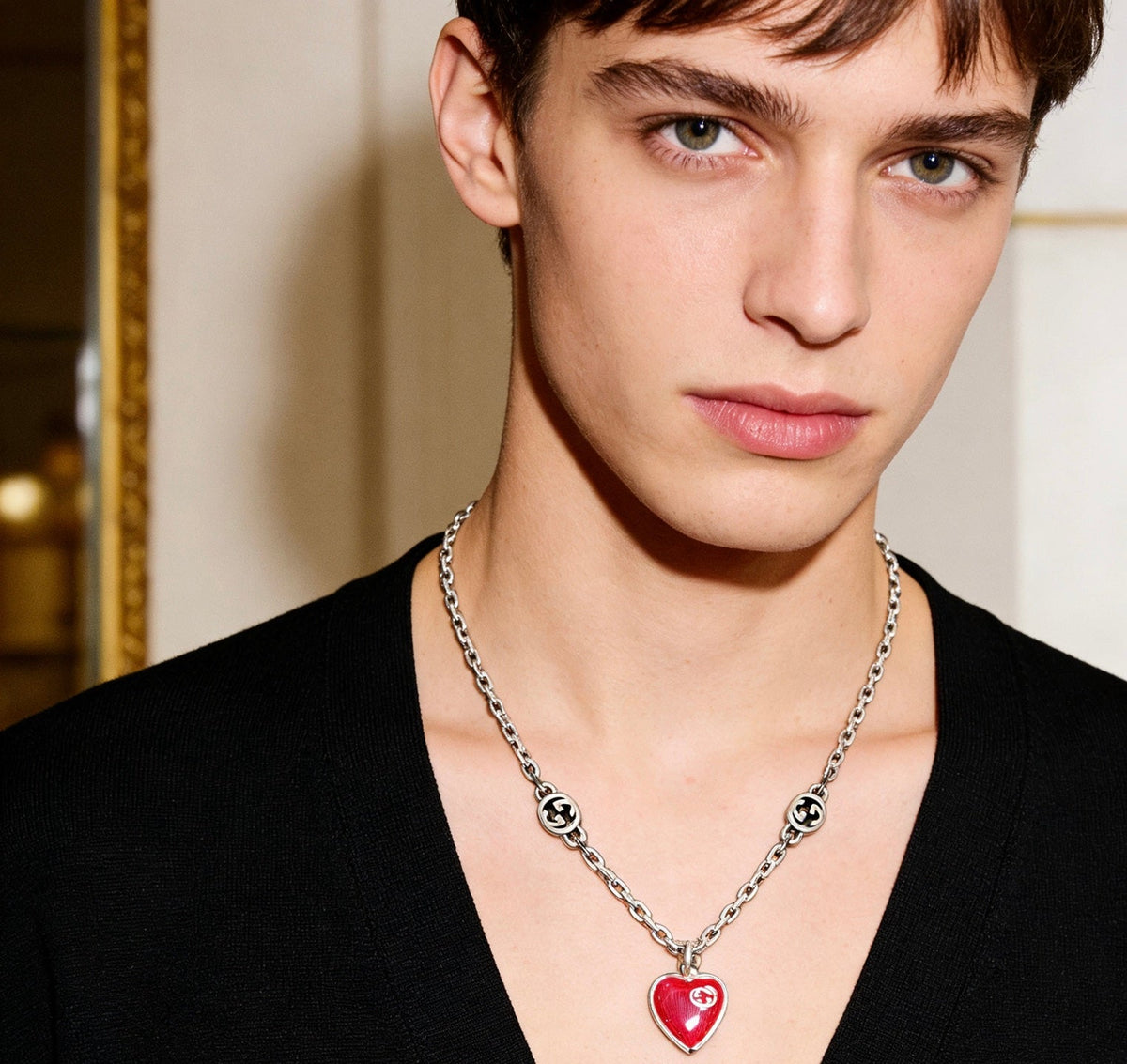 Martin Graham pendant necklace in polished metal-tone – detail view