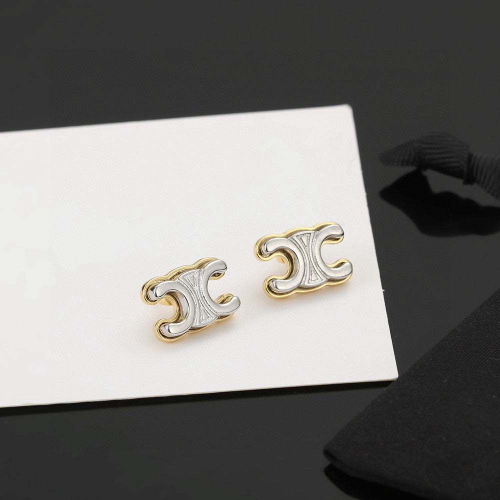 Martin Graham stud earrings in polished metal-tone – main product view