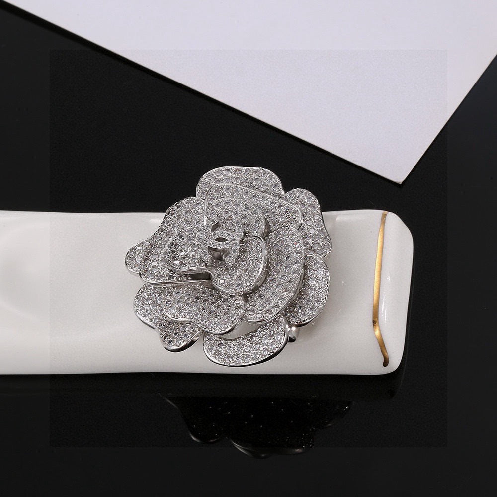Martin Graham brooch in polished metal-tone – styled product view