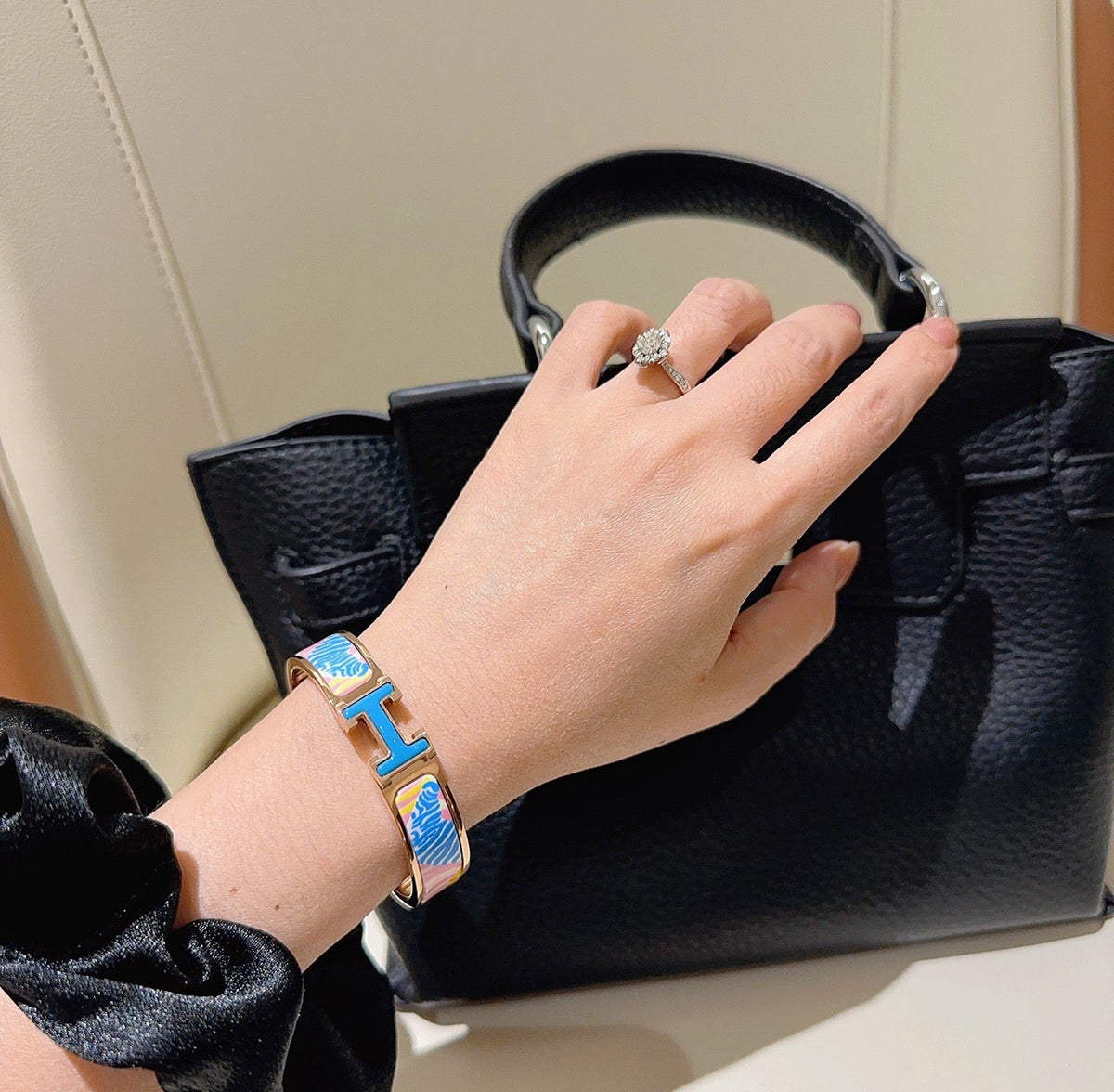 Martin Graham bangle in polished metal-tone – styled product view