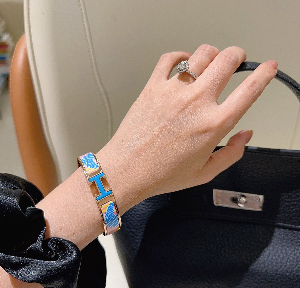 Martin Graham bangle in polished metal-tone – front product view