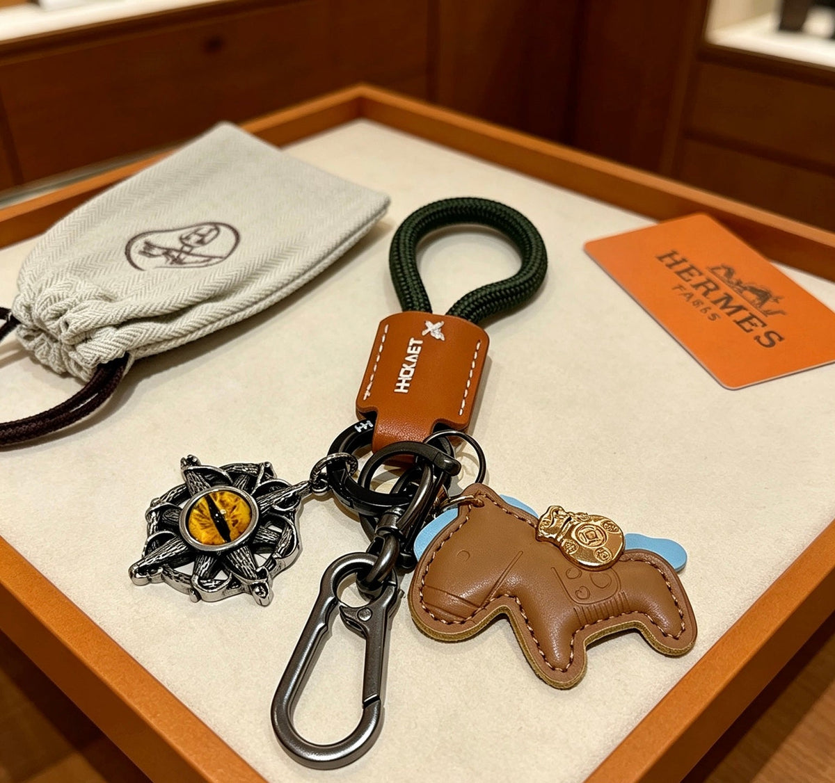 Martin Graham keychain in polished metal-tone – front product view