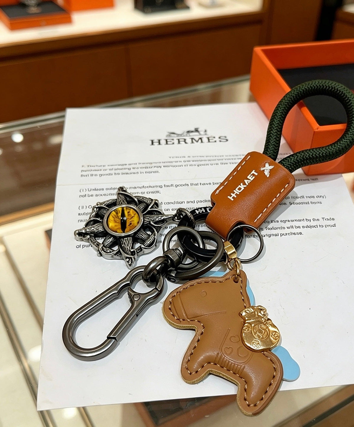 Martin Graham keychain in polished metal-tone – styled product view