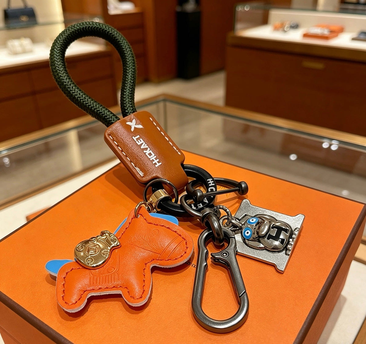 Martin Graham keychain in polished metal-tone – side detail