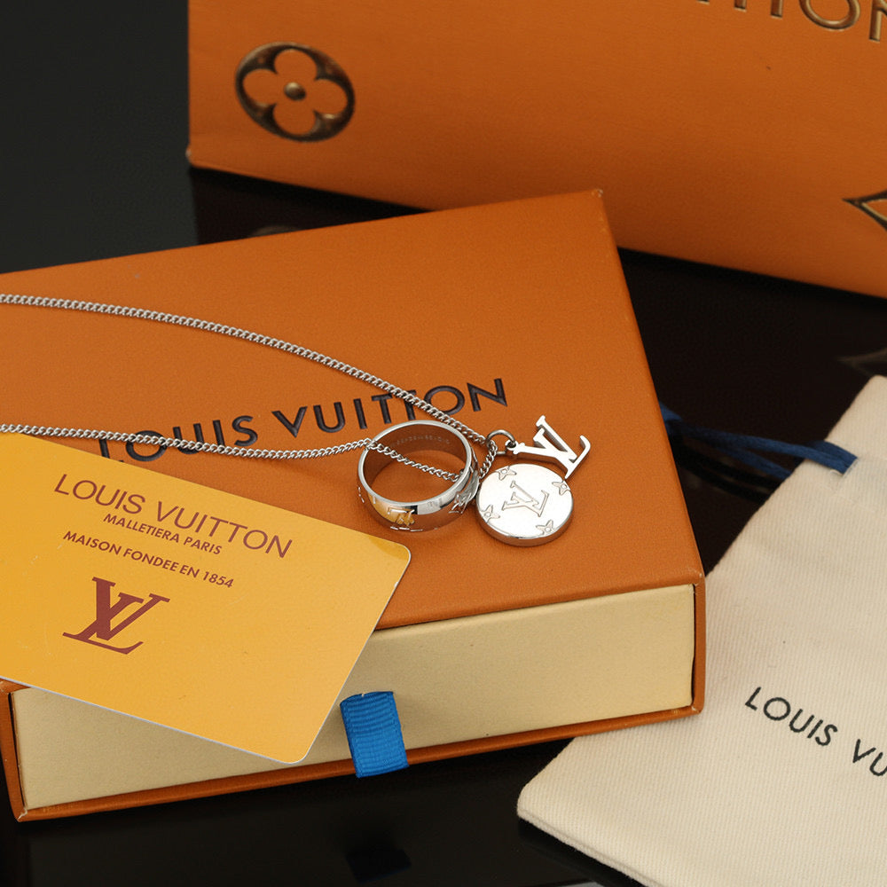 Martin Graham pendant necklace in polished metal-tone – front product view