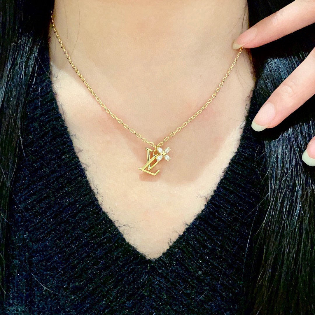 Martin Graham pendant necklace in polished metal-tone – front product view