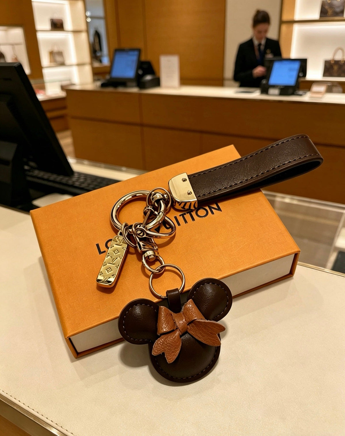 Martin Graham keychain in polished metal-tone – close-up detail