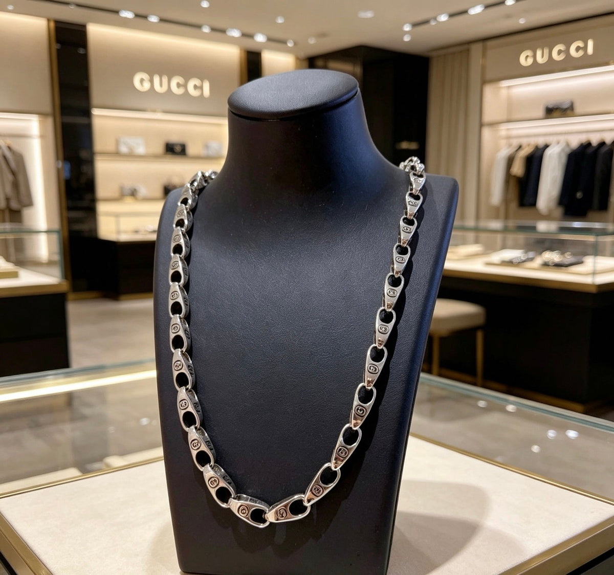 Martin Graham pendant necklace in polished metal-tone – front product view