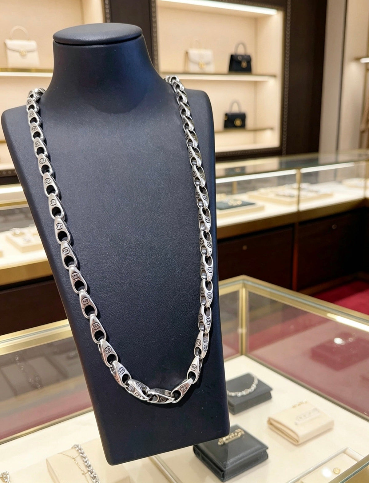 Martin Graham pendant necklace in polished metal-tone – styled product view
