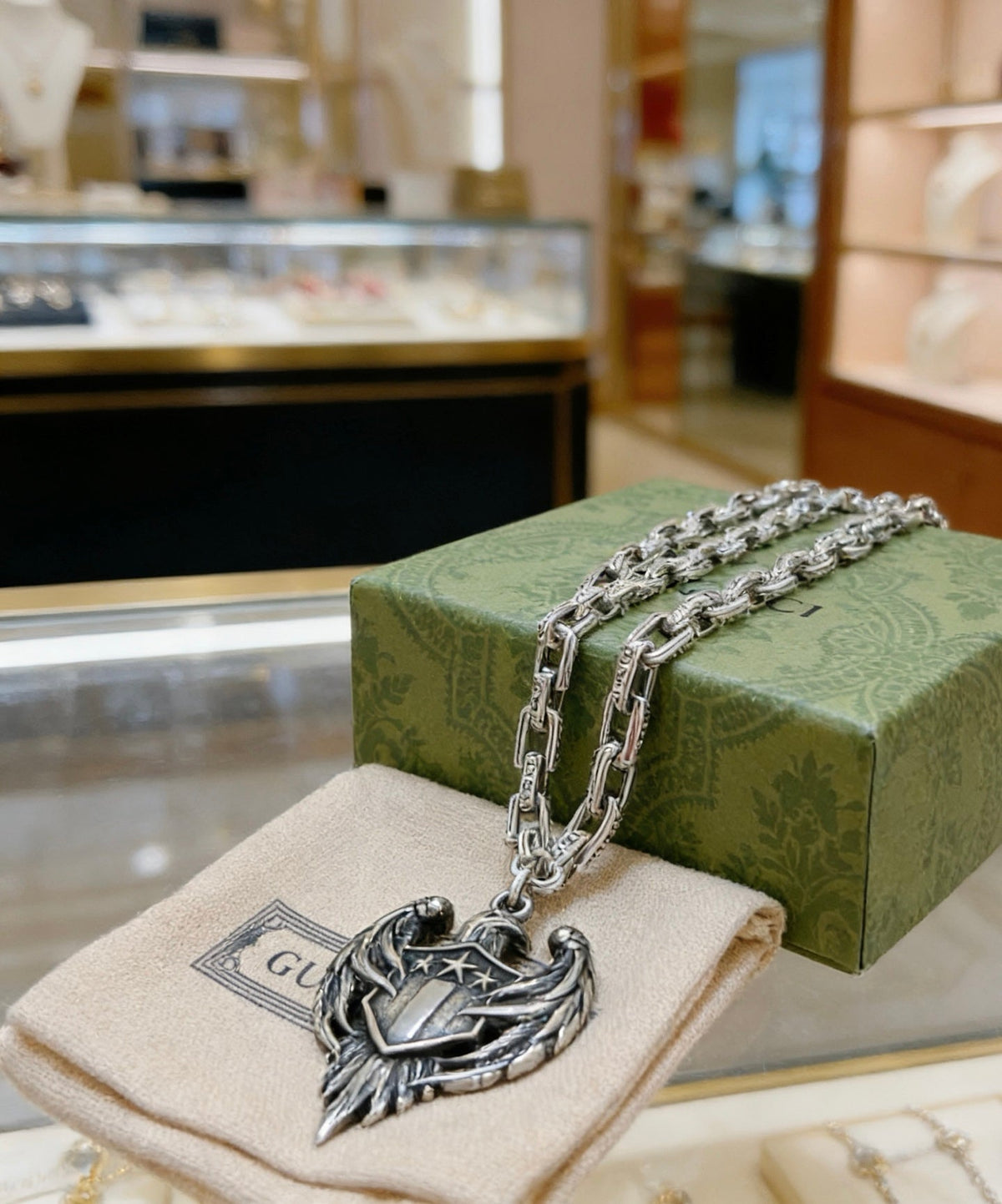 Martin Graham pendant necklace in polished metal-tone – front product view