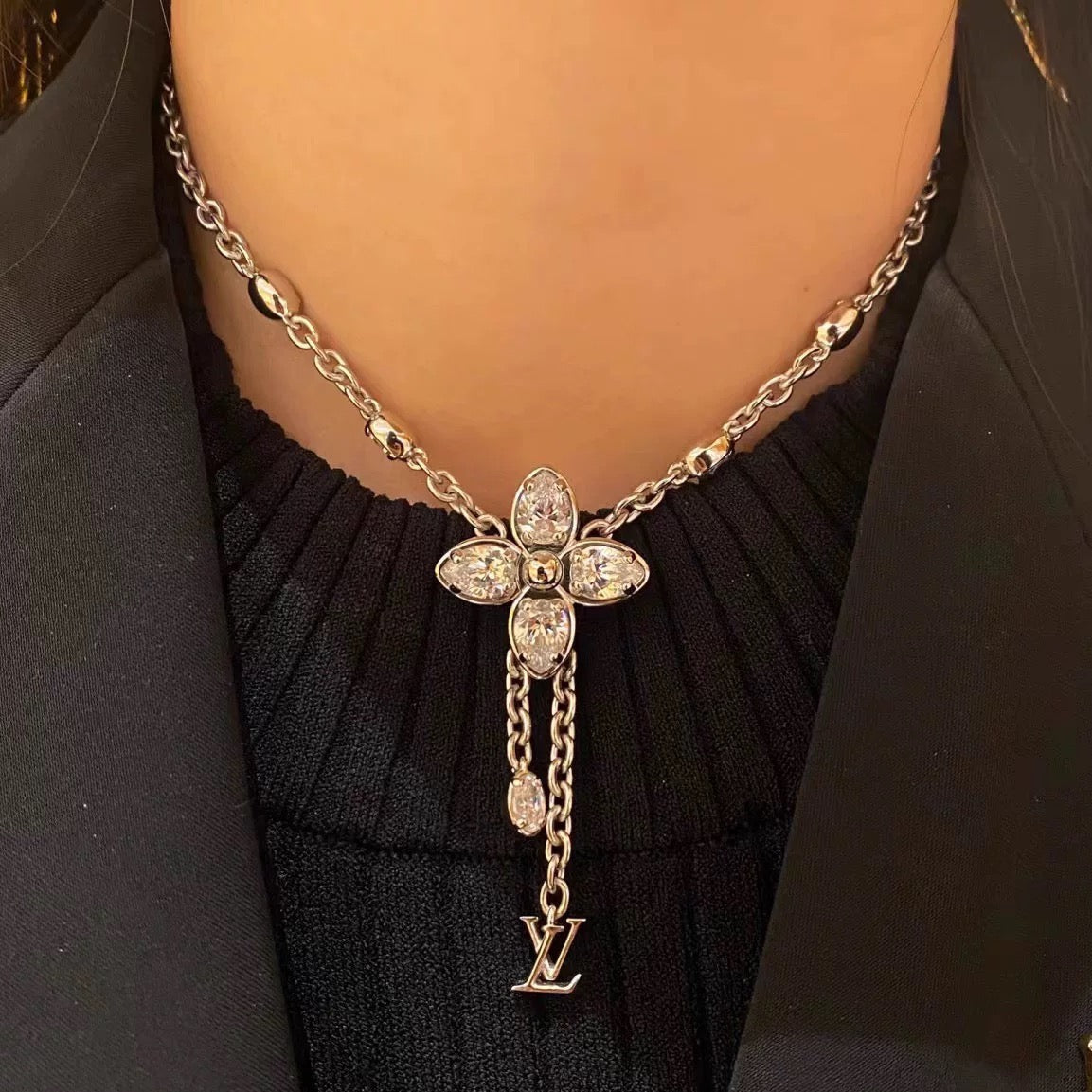 Martin Graham pendant necklace in polished metal-tone – close-up detail