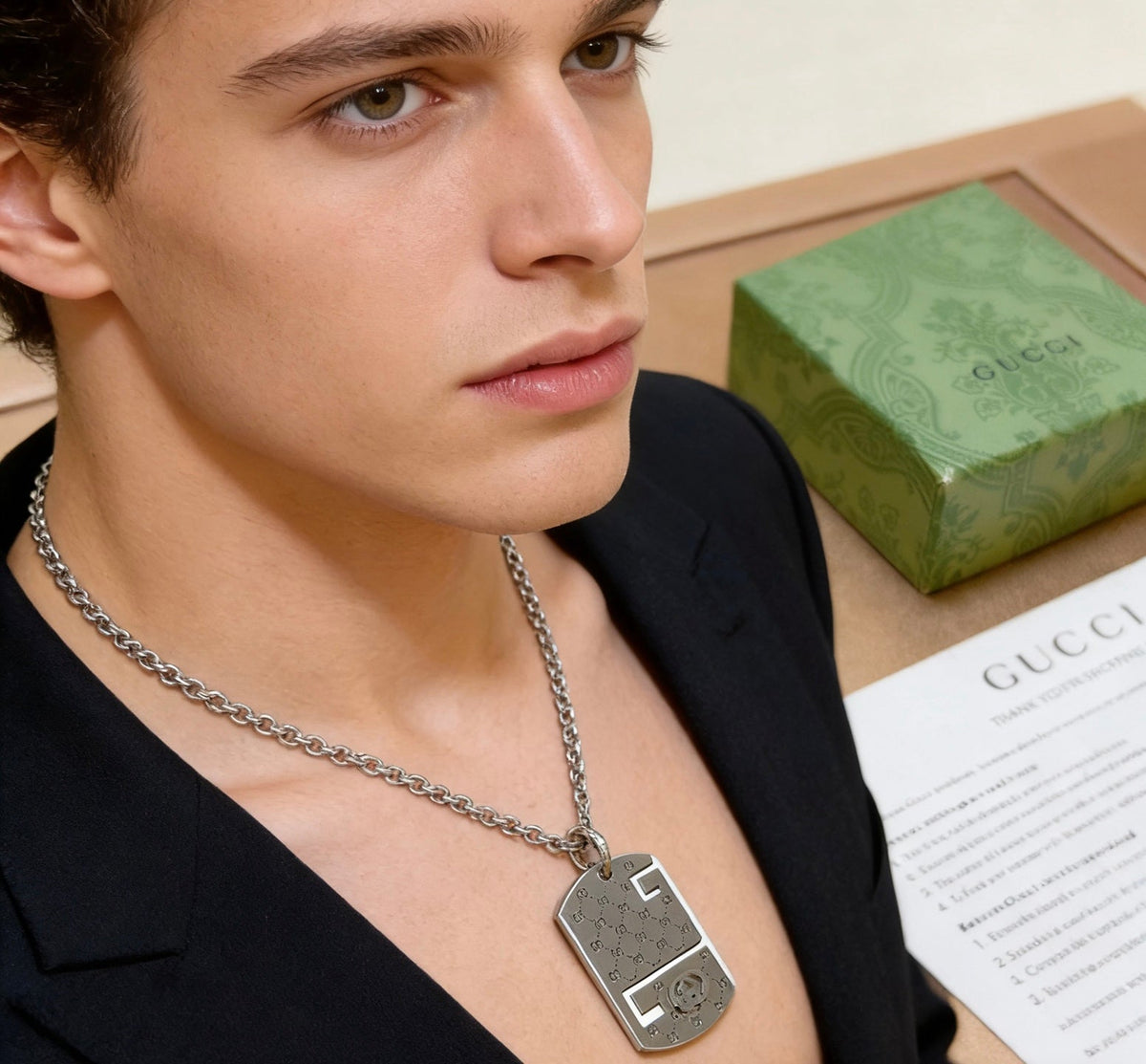Martin Graham pendant necklace in polished metal-tone – main product view