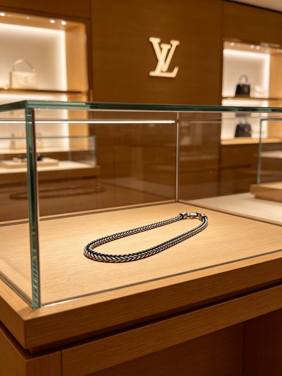 Martin Graham pendant necklace in polished metal-tone – styled product view