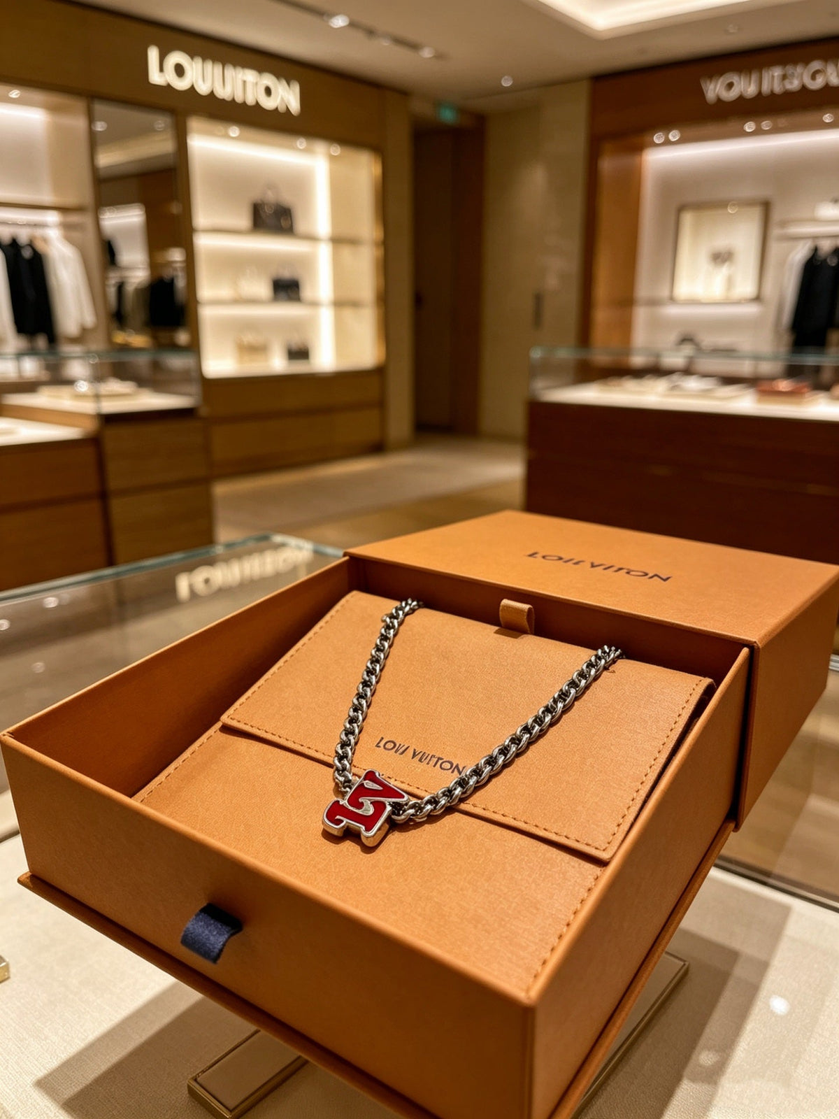 Martin Graham pendant necklace in polished metal-tone – styled product view