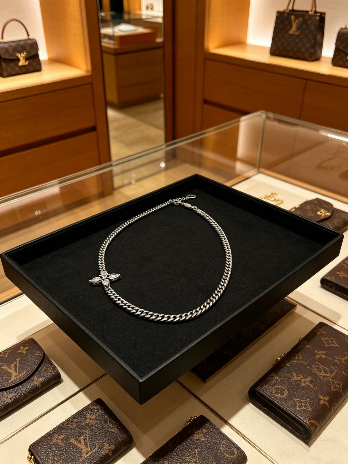 Martin Graham pendant necklace in polished metal-tone – front product view
