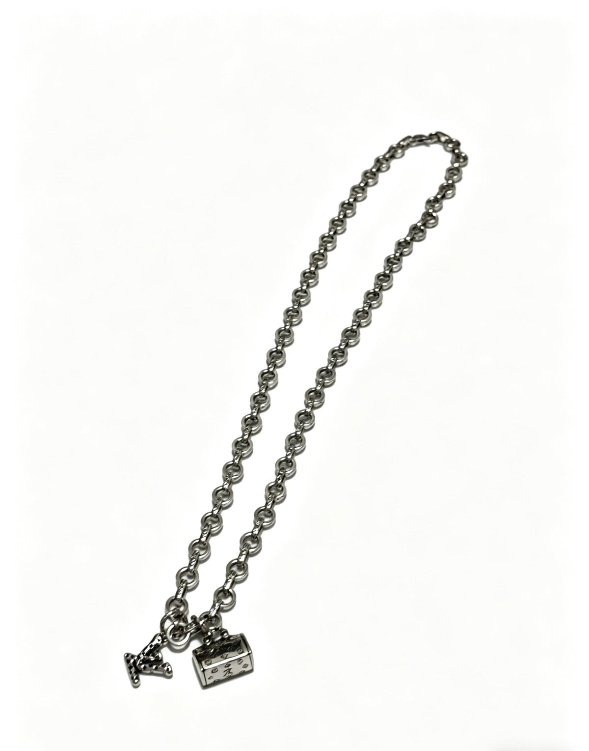 Martin Graham pendant necklace in polished metal-tone – front product view