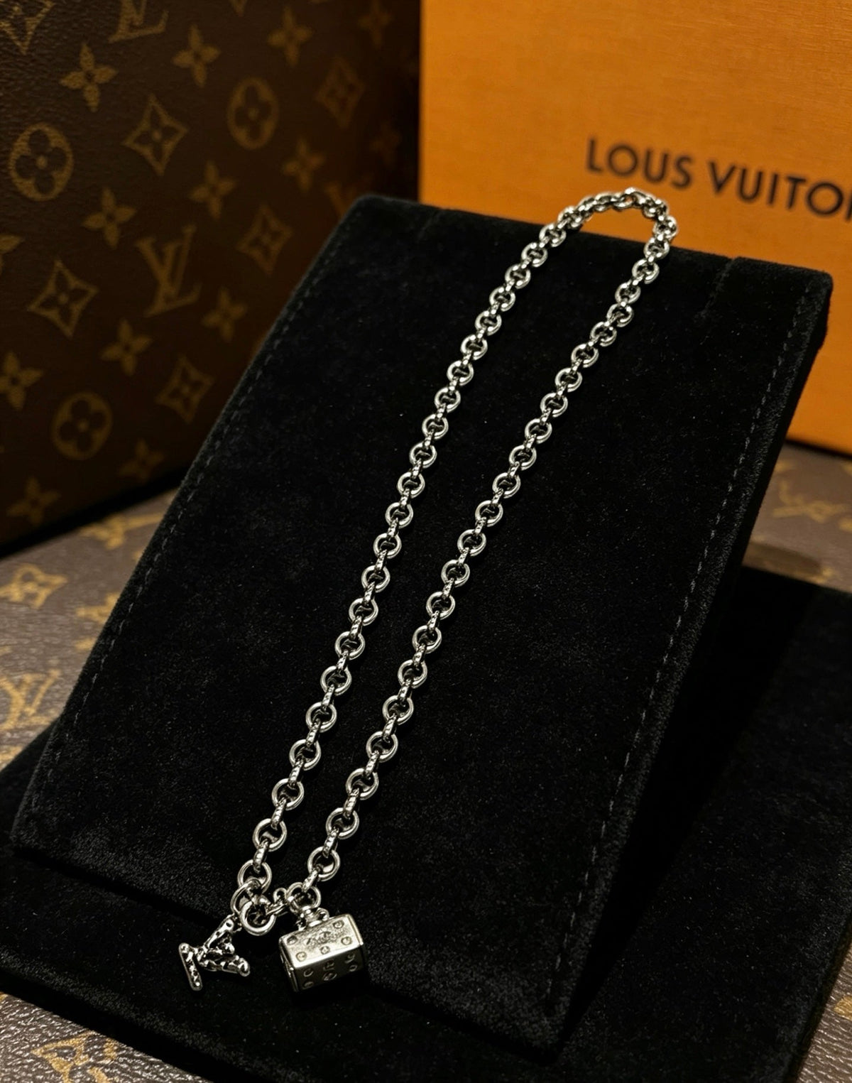 Martin Graham pendant necklace in polished metal-tone – styled product view