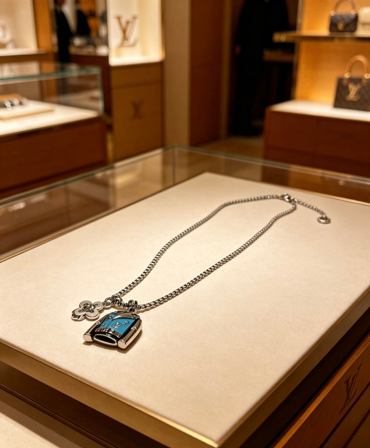 Martin Graham pendant necklace in polished metal-tone – front product view
