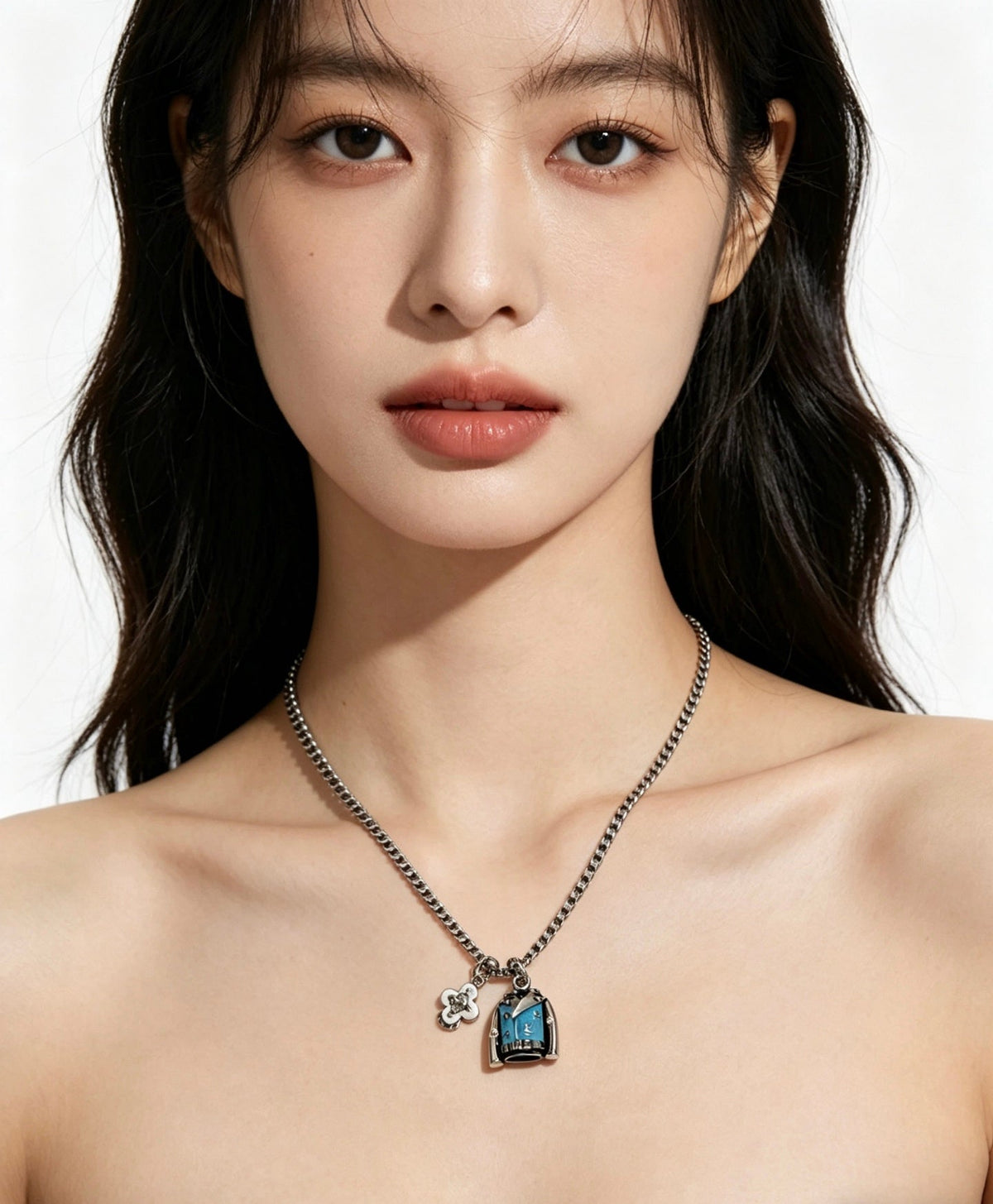 Martin Graham pendant necklace in polished metal-tone – styled product view